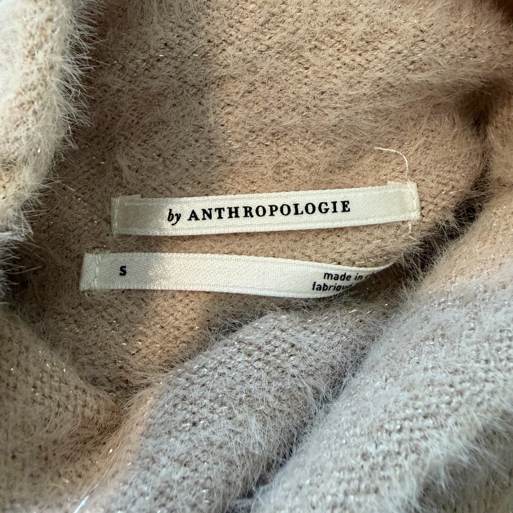 Anthropologie Thea Long-Sleeve Eyelash Twofer Sweater Dress in Neutral - Picture 4 of 5